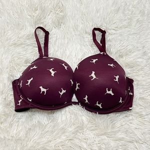 Pink Victoria’s Secret Wear Everywhere Super- Push Doggy Print |34D